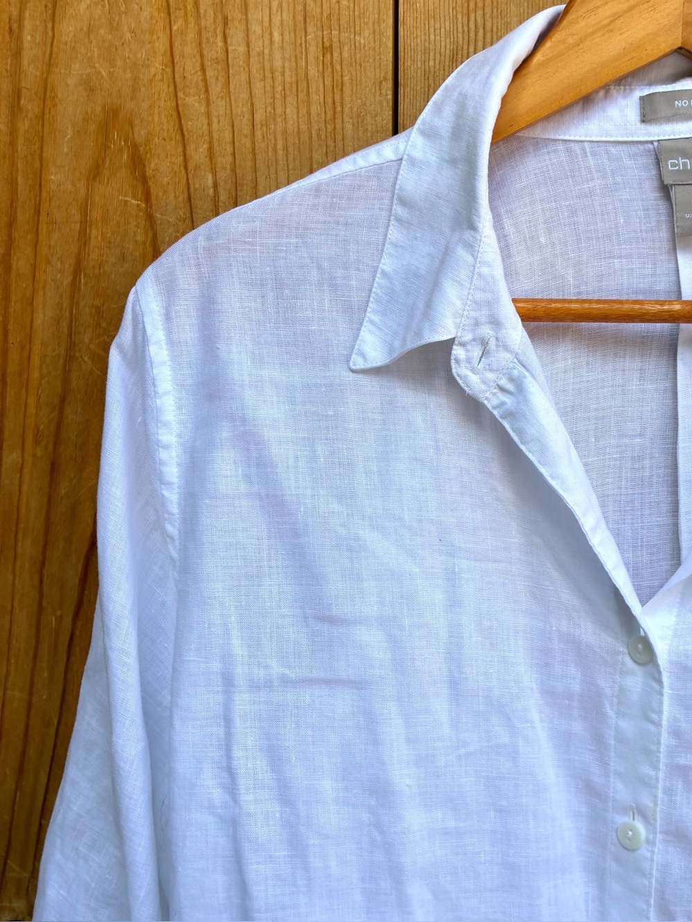 Chico’s EUC White Linen No Iron Button Up Shirt Sz XL - Picture 4 of 7